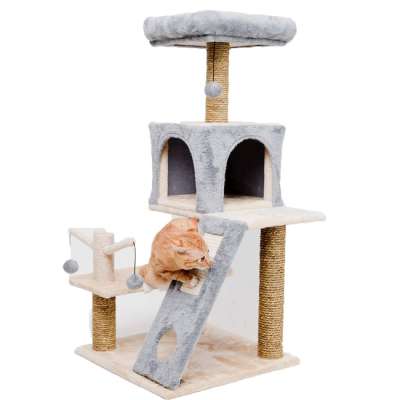 Wholesale High Quality Safe Wooden Deluxe Cat House Popular Cat Tree Tower